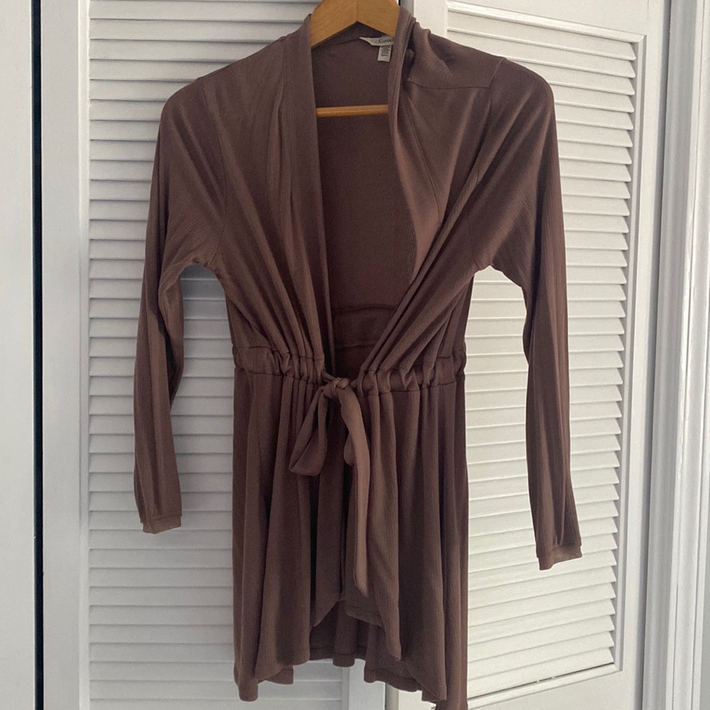 Soma Tie Front Tunic Lounge Brown